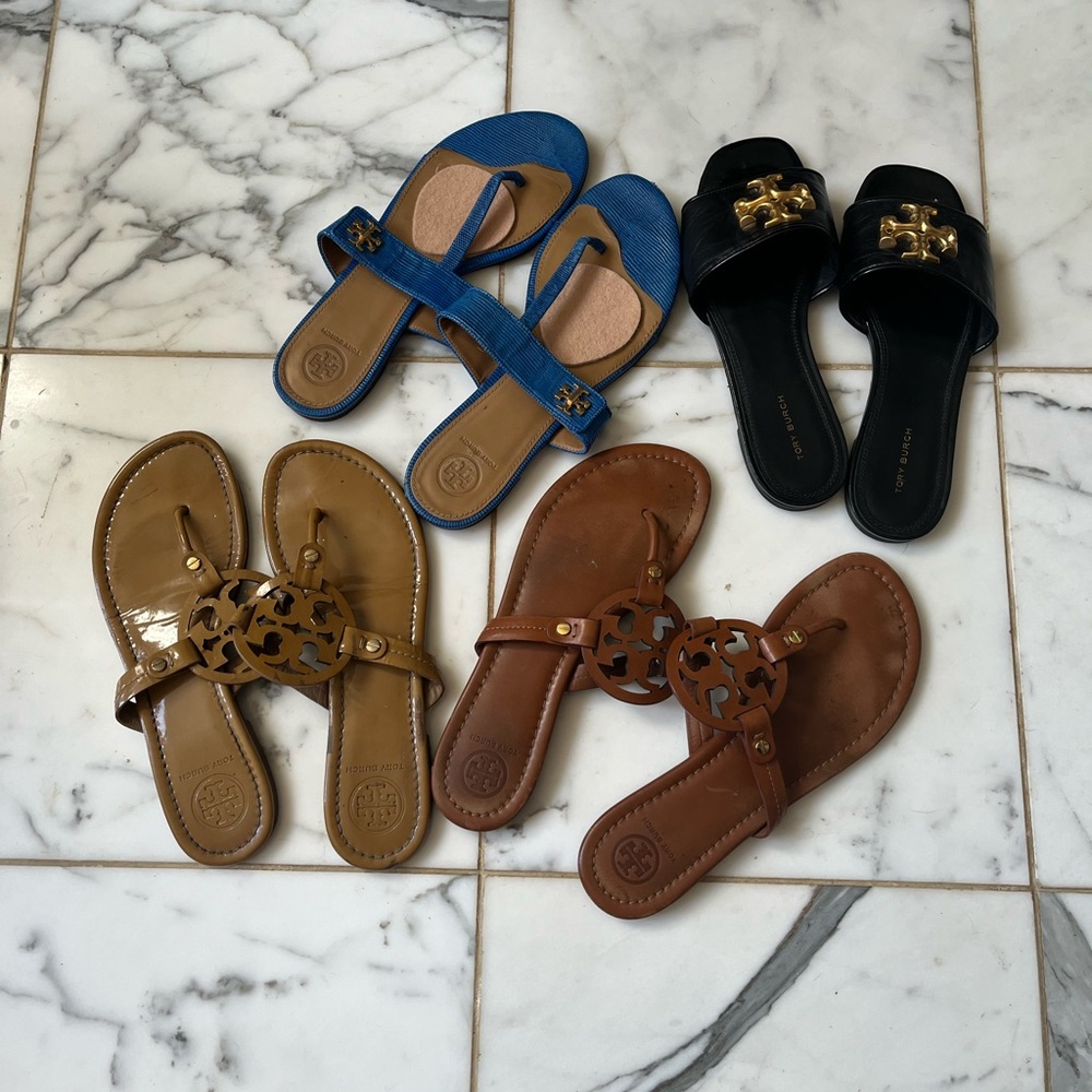 Tory Burch Sandals - Black, Blue, and Brown Collection